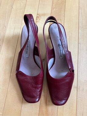 Burgundy Lisa Nading Leather Slingback Heels - Size 9